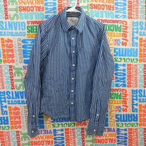 Y2K Striped Abercrombie & Fitch Button Down Shirt Size M Blue White